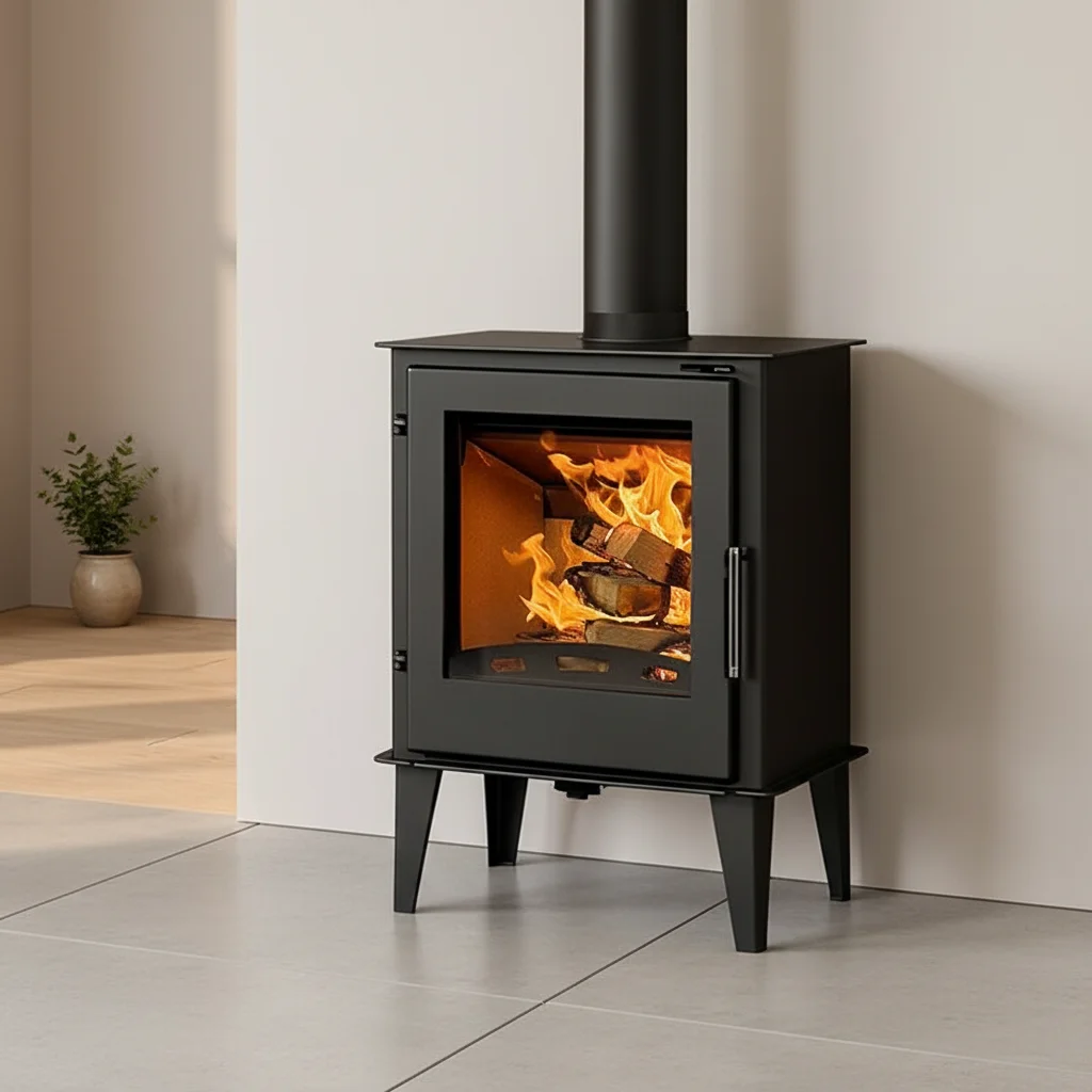 Small Size Indoor Wood Burning Fireplace Space Saving Firewood Stove Visual Glass Door Design Outdoor Garden Patio Heater