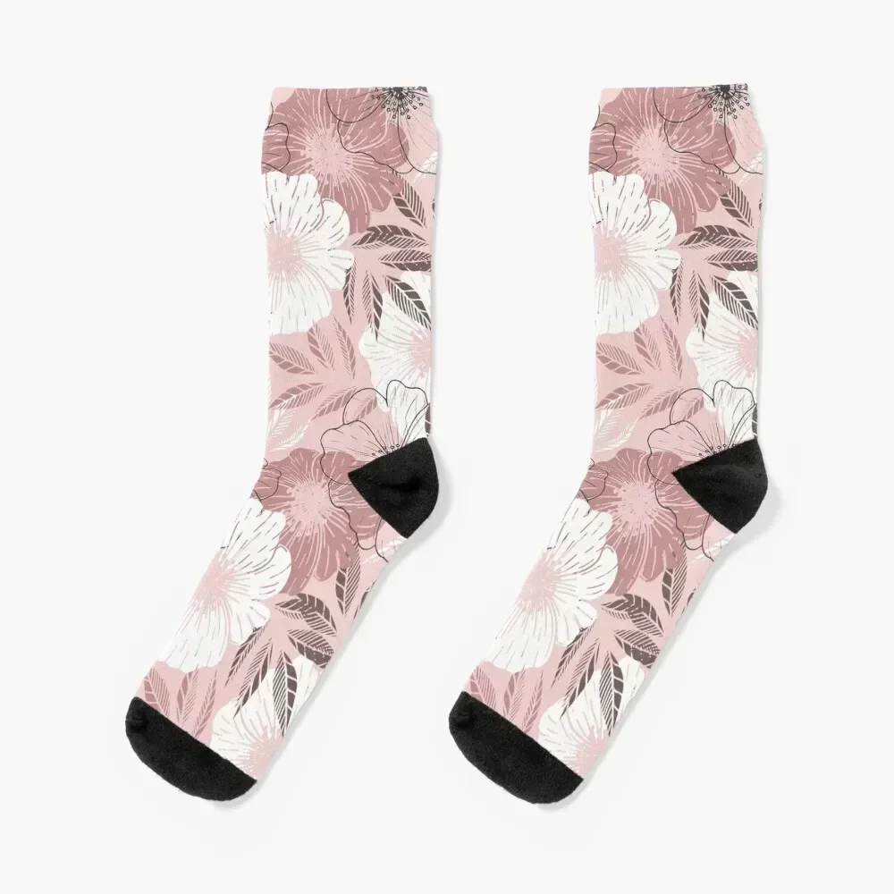 

Modern floral pattern in dusty pink colors Socks funny gift designer brand hiking Socks Male Women's