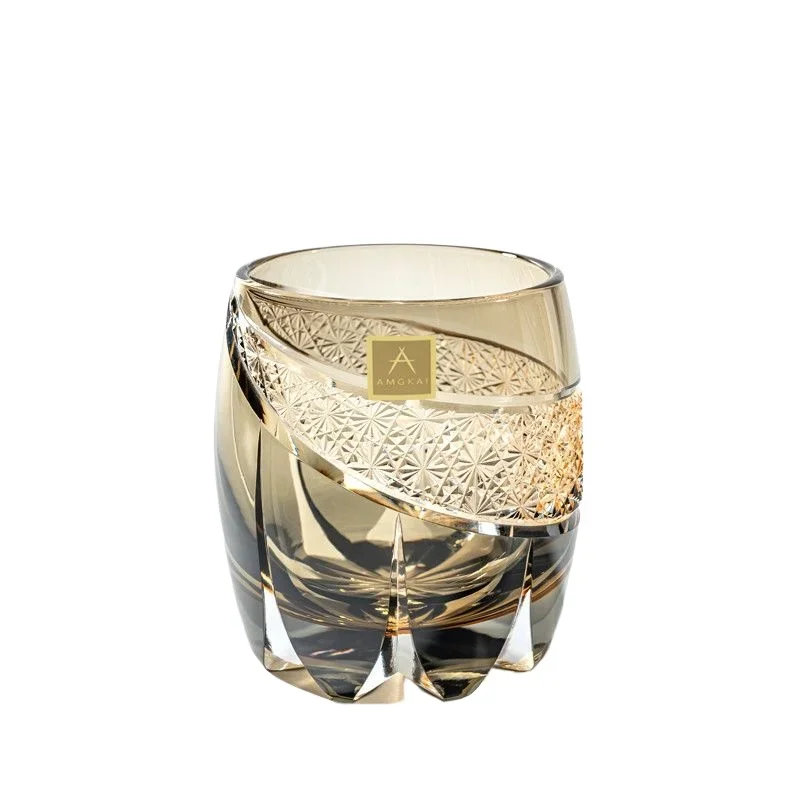 Edo cut drum shaped personality high value thunder light handmade light luxury household whiskey crystal foreign wine cup