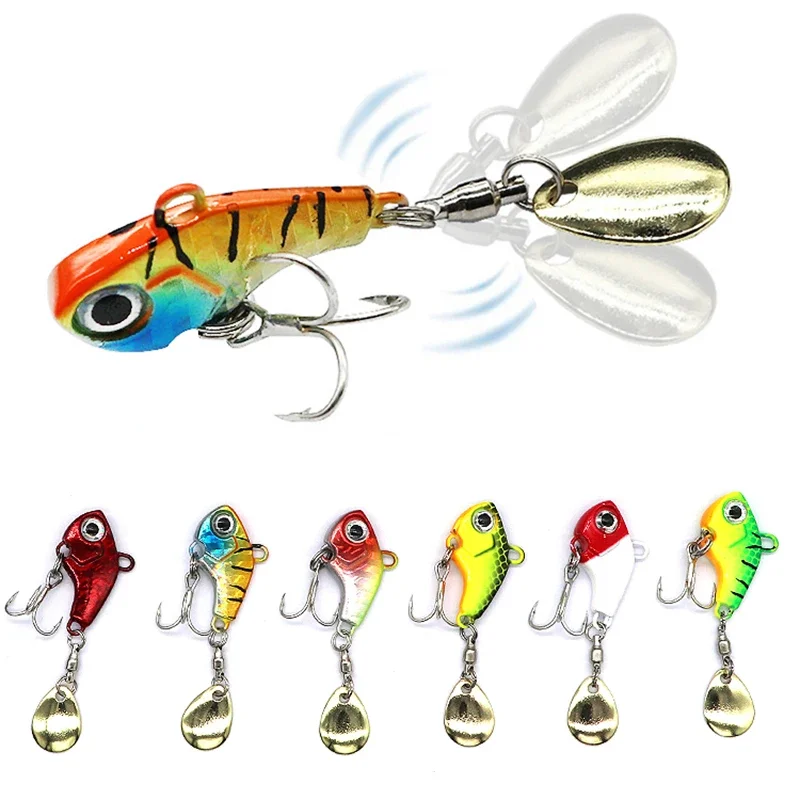 Fishing Lures Wobble Rotating Metal VIB Vibration Bait For Pike Bass Trout Treble Hook Artificial Hard Baits Spinner Spoon Lure