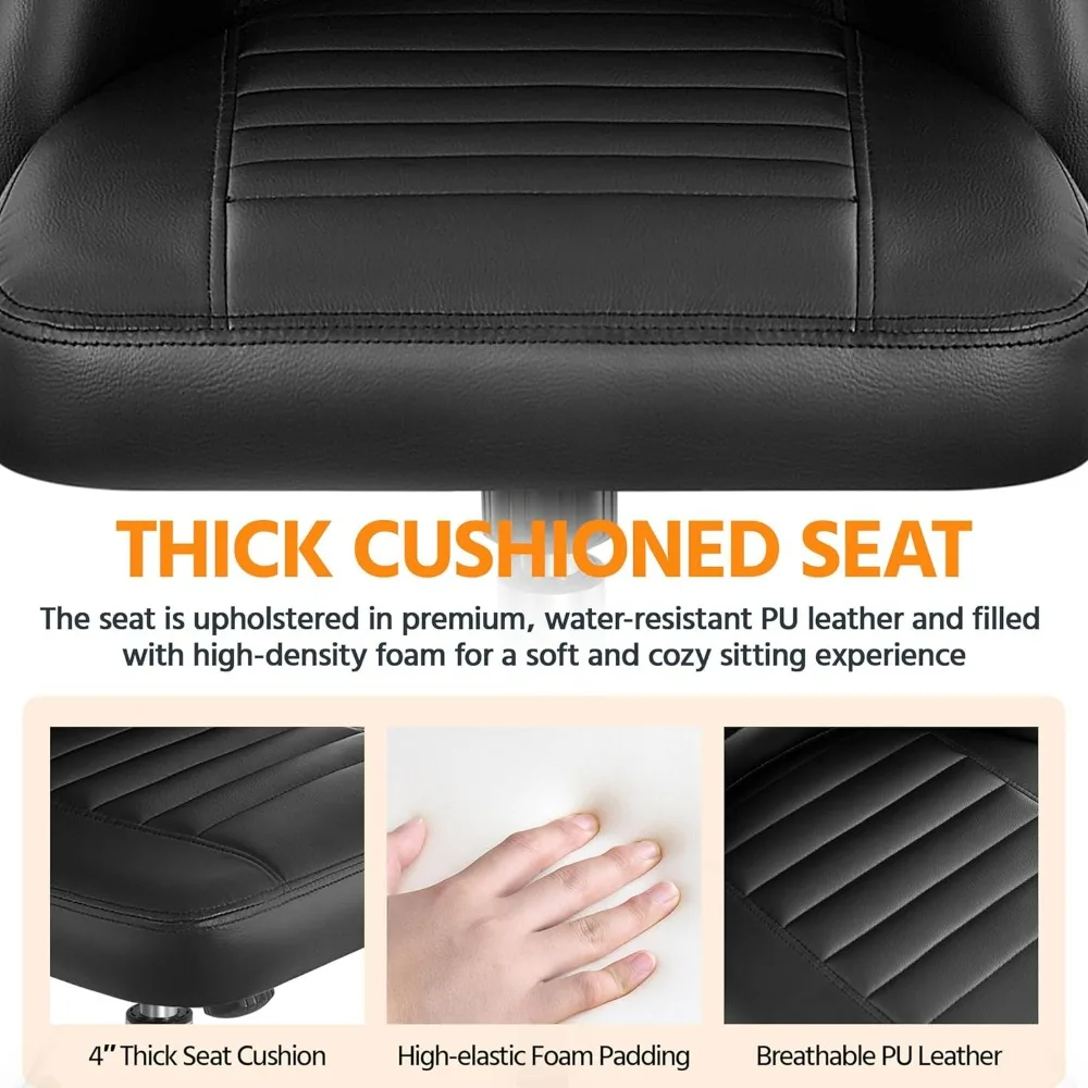 PU Leather Armless Office Chair, Mid Back Desk Chair,Computer Task Chair, Modern Vanity Chairs