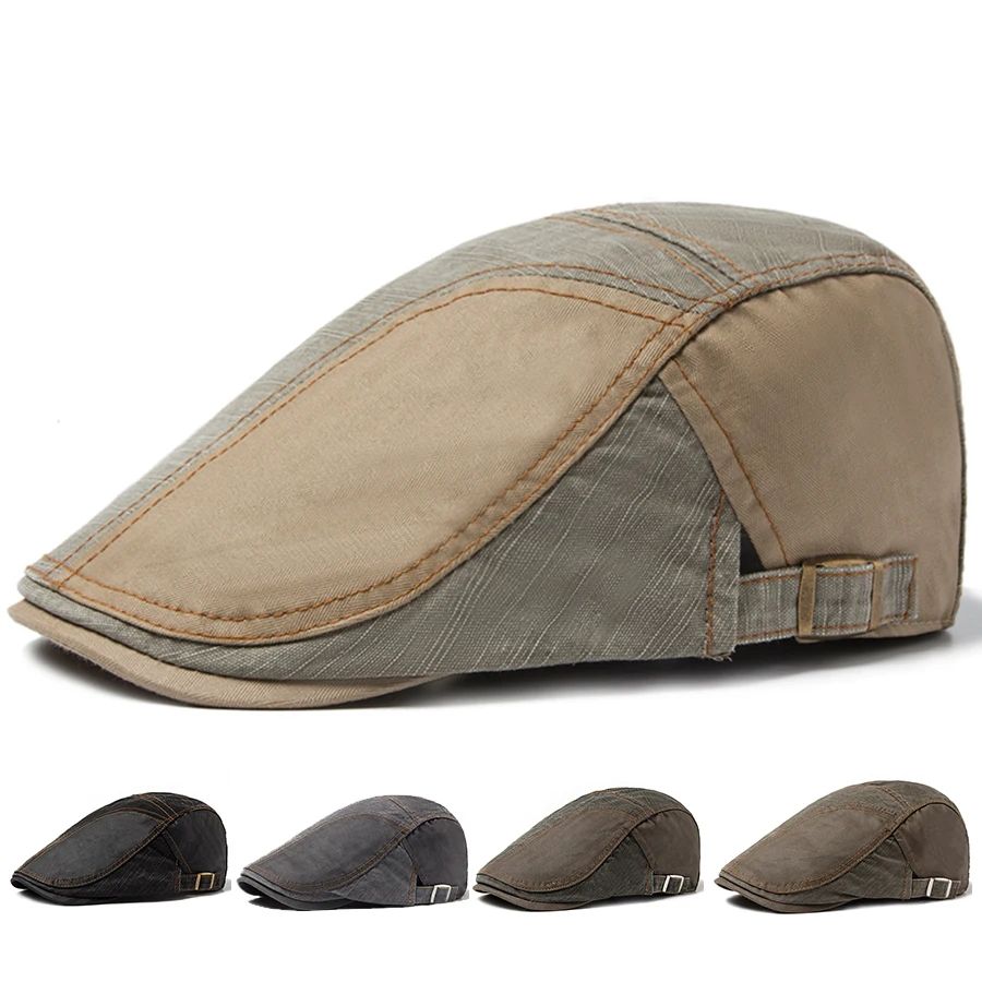 CNTANG New Summer Beret For Men\'s Visor Fashion Cotton Caps Men Berets Casual Vintage Outdoor Flat Flat Hat Adjustable