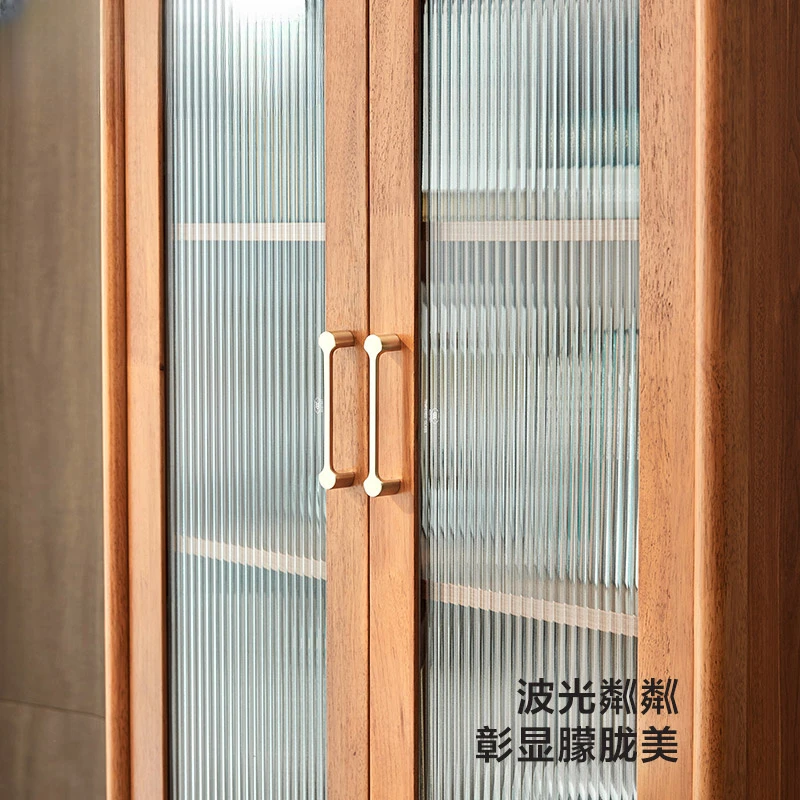 Living Room Glass Door Bookcase Shelf New Chinese Style Solid Wood Frame Cabinet Bookshelf Lin Shi Mu Ye Pc1x