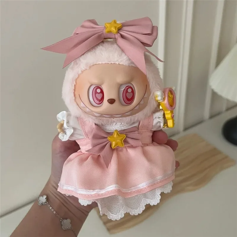 15 17cm para boneca labubu kawaii saia rosa roupas japão cardcaptor sakura vestido mágico menina 4 peças conjunto ropa acessórios de roupas