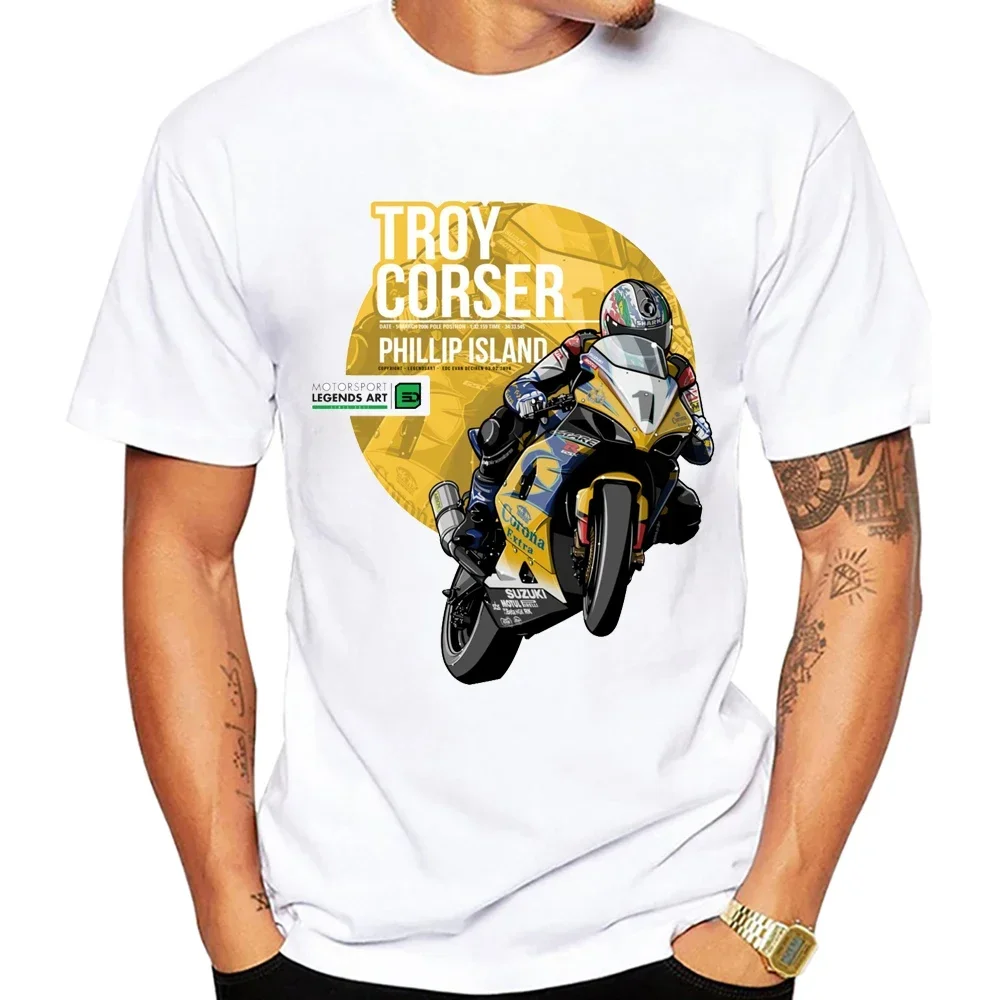 

Troy Corser - 2006 Phillip Island GP Racing T-Shirt New Men Short Sleeve Boy GS Adventure Motorcycle Rider Tees White Tshirts