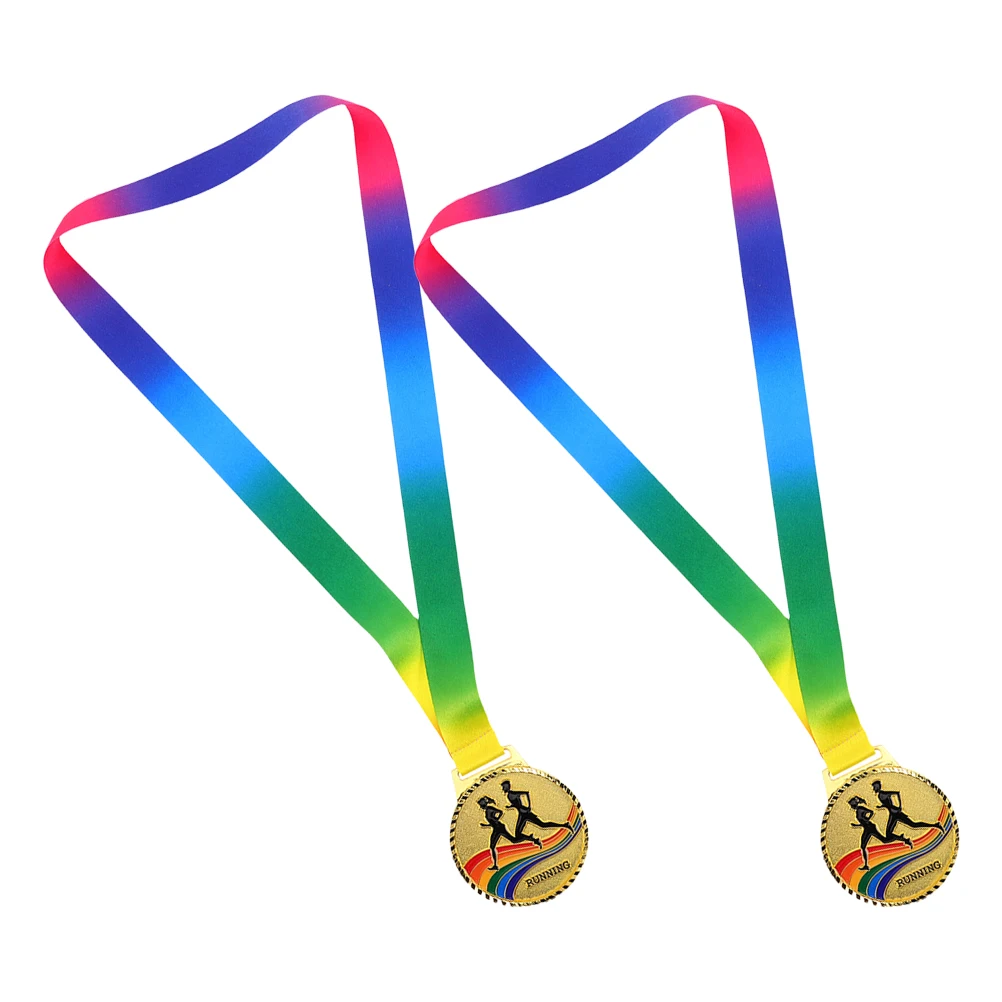 

2Pcs Marathon Running Medals Premium Zinc Alloy Construction for Competitions Sports Awards with Lanyard Outdoor Use