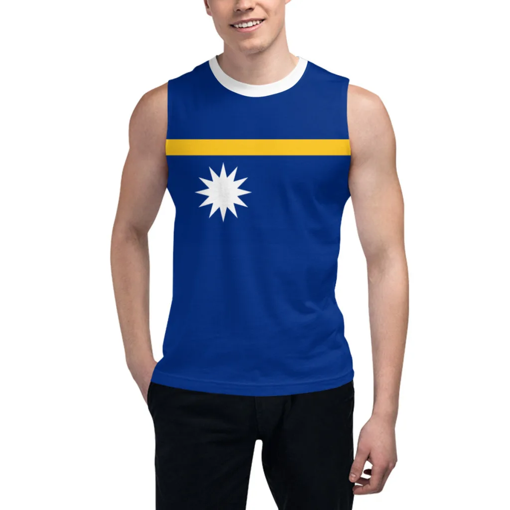Sleeveless T-shirt Nauru Flag 3D Men's Boys Tshirt Gyms Tank Tops Fitness Joggers Basketball Training Vest
