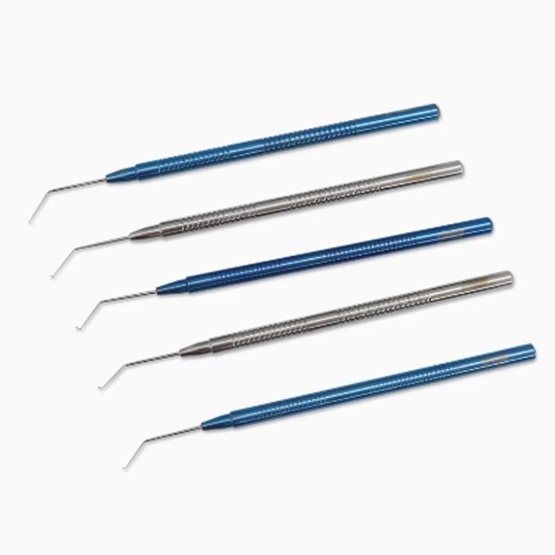 Ophthalmic microscopic instruments - Fine splitting nuclear knife at 90 degrees and 45 degrees, adjustment hook, crystal positio