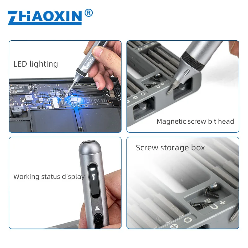 ZHAOXIN Rechargeable Cordless Electric Screwdriver Large Capacity Power Screw Driver Set Precision Equipment Repair Multi-Tools