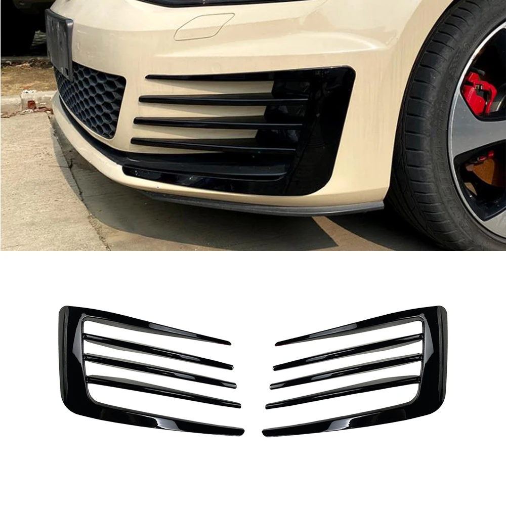 For Volkswagen Golf 7 MK7 GTI 2013 2014-2016 Glossy Black ABS Bumper Fog Lamp Front Air Knife Grille Car Body Kit Accessories