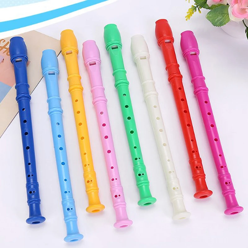 1PC 8 Holes Plastic Recorder Long Flute Woodwind Instrument Colorful Kids Gift Random Color