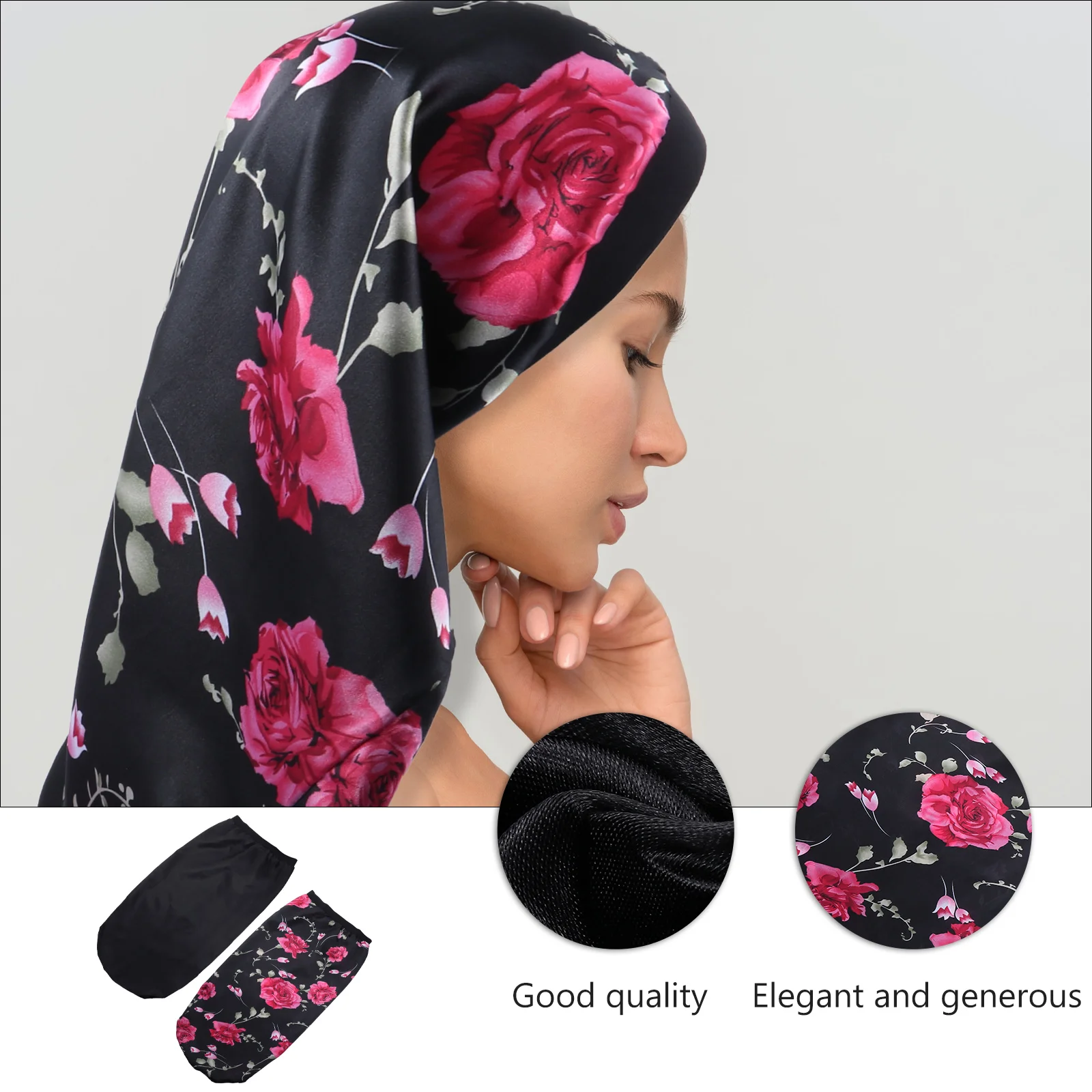 

2pcs Wide Tube Haircare Satin Sleeping Cap Cap Curly Hair Protection High Elasticity Hat Bonnet Elastic Sleep Hat Bath