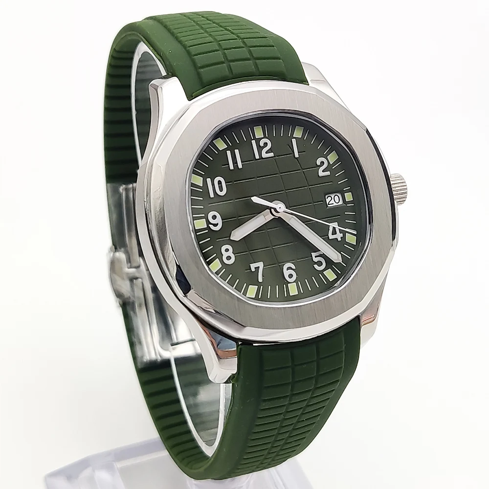 6-color Leisure Men\'s Watch 42mm NH35 Automatic Movement Green Dial Waterproof Sapphire Glass Date Rubber Strap Mechanical Watch