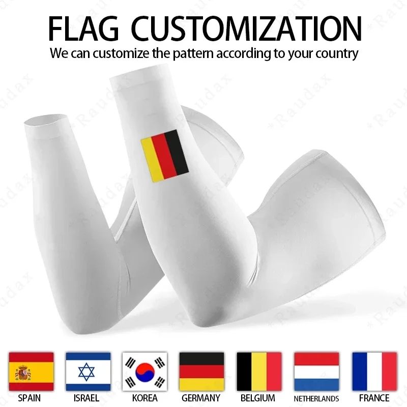 Pro Team National Flag Arm Warmers White UV Protection Cycling Arm Sleeves Summer Breathable Bicycle Running Racing Bike Sleeve