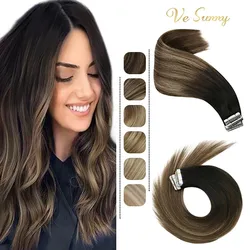 VeSunny – Extensions de cheveux naturels, bande adhésive, Double face, Balayage, sans couture, pour trame de peau