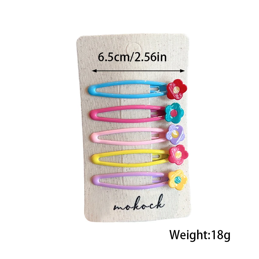 Neue 5-teilige Haarspangen-Set in Bonbonfarben mit Herz- und Blumenmuster, koreanische Macaron-Haarspangen aus Legierung für Damen, Mädchen, Kinder und Kleinkinder, Geschenk 2026 – Detail 2