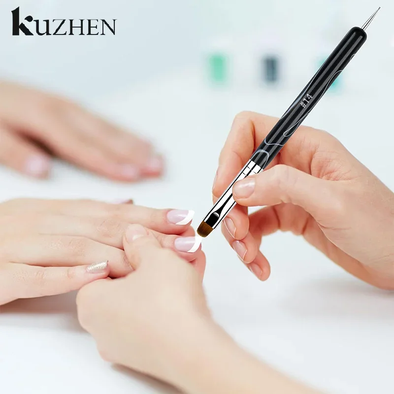 1/4 قطعة فرشاة فنية للأظافر الفرنسية نهاية مزدوجة مسمار الفن التنقيط القلم الاكريليك رسم حجر الراين هلام اللوحة مقبض خشبي/الاكريليك