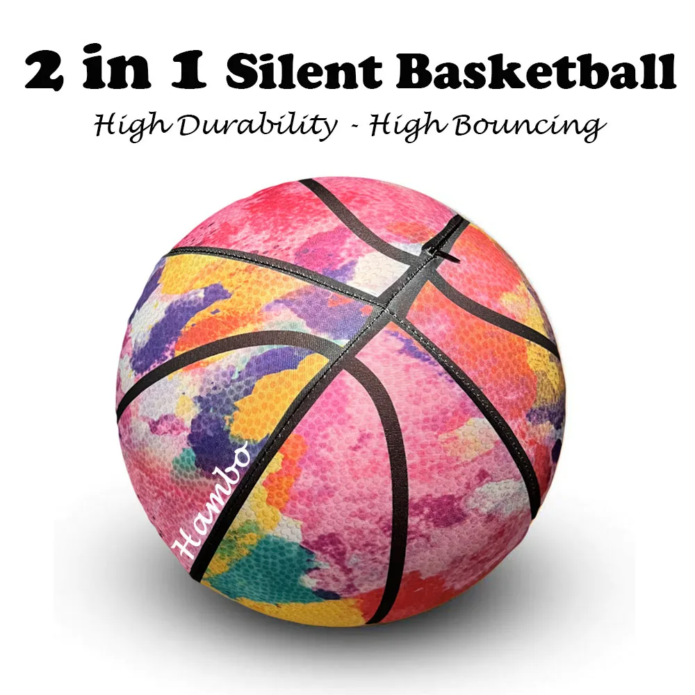 Fabric Cover Silent Basketball Number 7#/5#/3# Durable Airless Foam Basketballs Dribble Quiet Indoor Basket Hoop Sports Articles