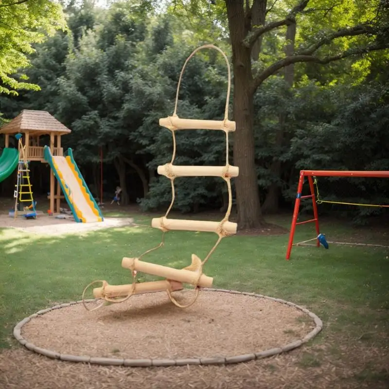 Escalera colgante de cuerda de cáñamo de madera en miniatura para casas de muñecas, modelo de escena de jardinería, accesorios para casa de muñecas, 1 Uds.