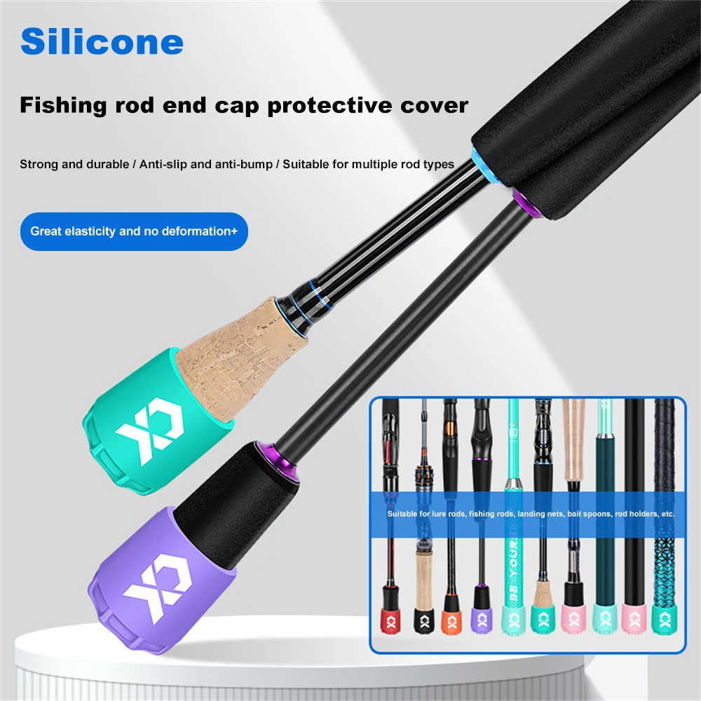 Universal Fishing Rod Butt Cap Silicone Non-Slip Cover for Lure Rods Replacement End Plug Protector Anti-Shock Fishing Accessory