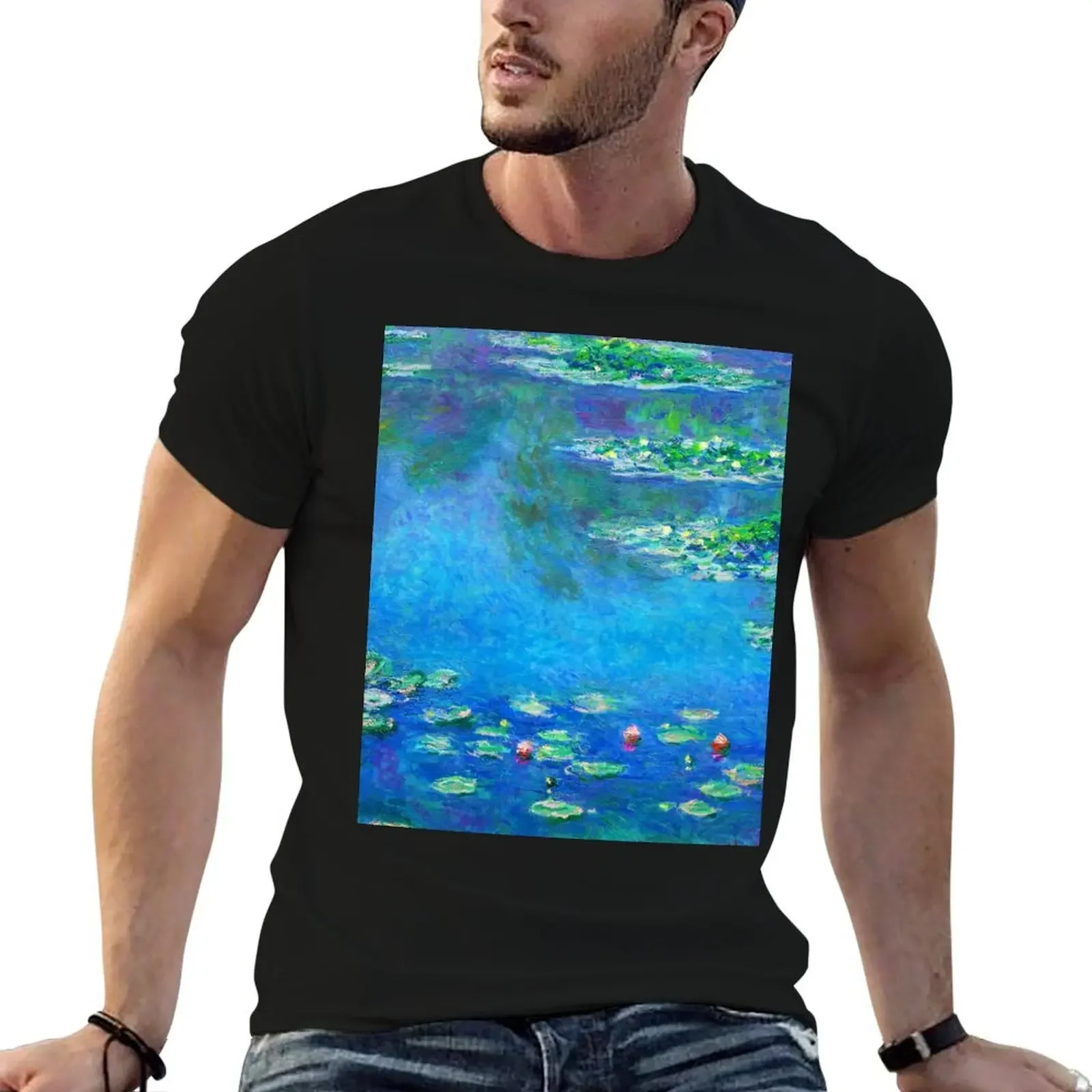 Claude Monet Waterlilies, Colour-Enhanced T-Shirt shirts graphic customs t shirts for men