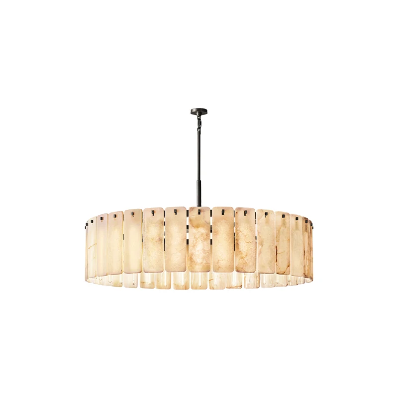 Transform Your Living Room With Our American Marble 2026 Chandelier Elegant Design Alabaster Black Brass Dimming Function