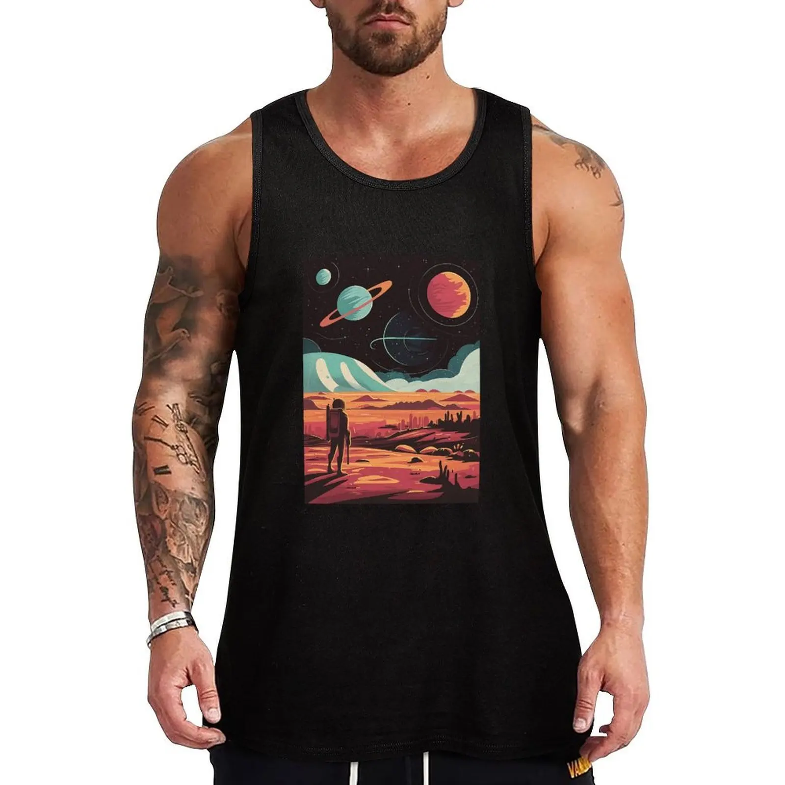 Man In Space Tank Top Utility Tank Top Workwear Casual Sleeveless Top