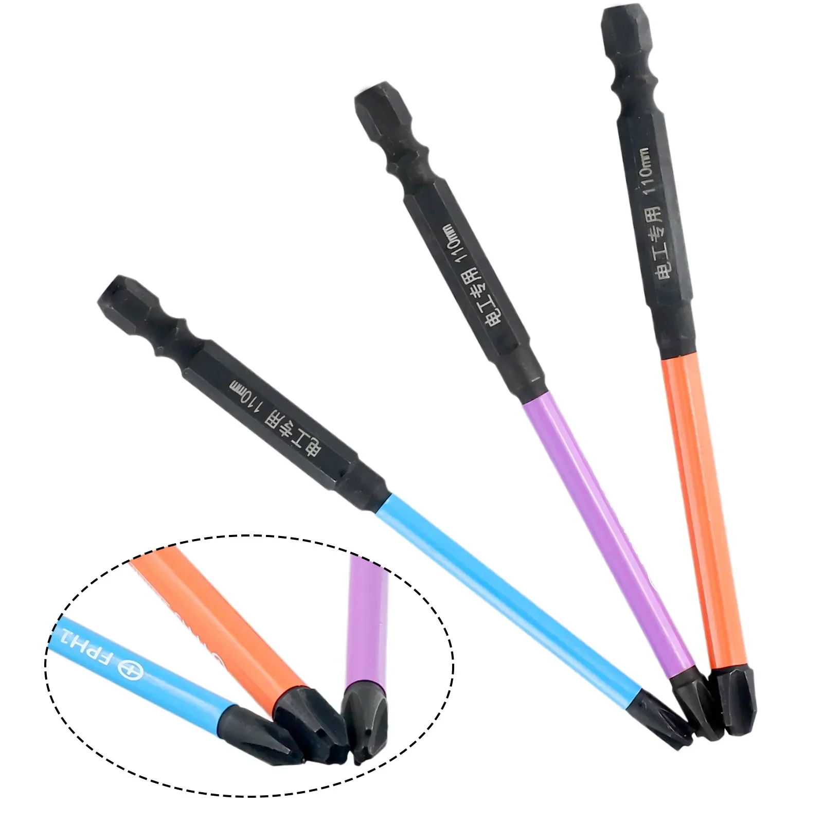 磁気ドライバービットセット,特殊スロット,クロスヘッド,ハンドツール,電気技師ビット,ph1,ph2,ph3,3個