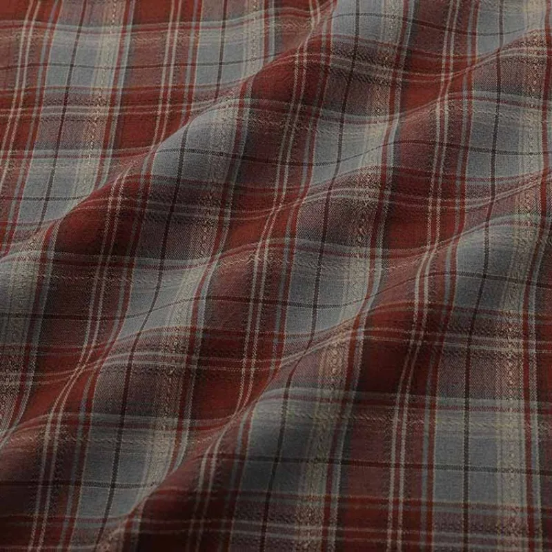 1 Meter Vintage Jacquard Plaid Check Yarn Dyed Washed Fabric  Designer Shirt Jacket Fashion DIY Sewing Material Textile Garment