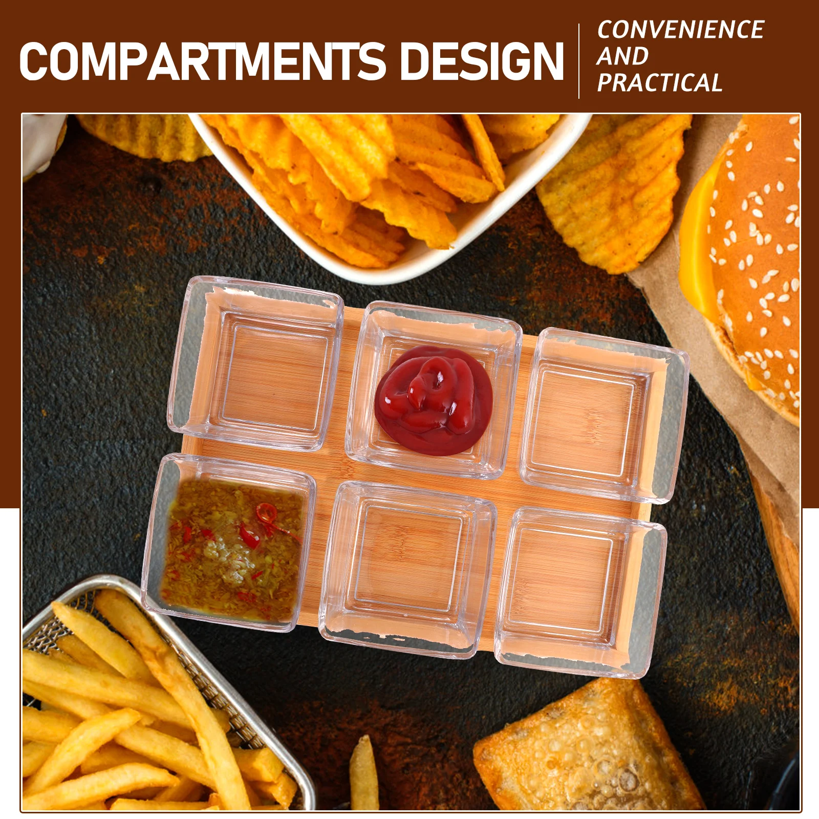 

1 set Bamboo Glass Snack Plate Premium Materials Fruit Serving Platter Party Tray Food Container Storage Bowl Kitchen