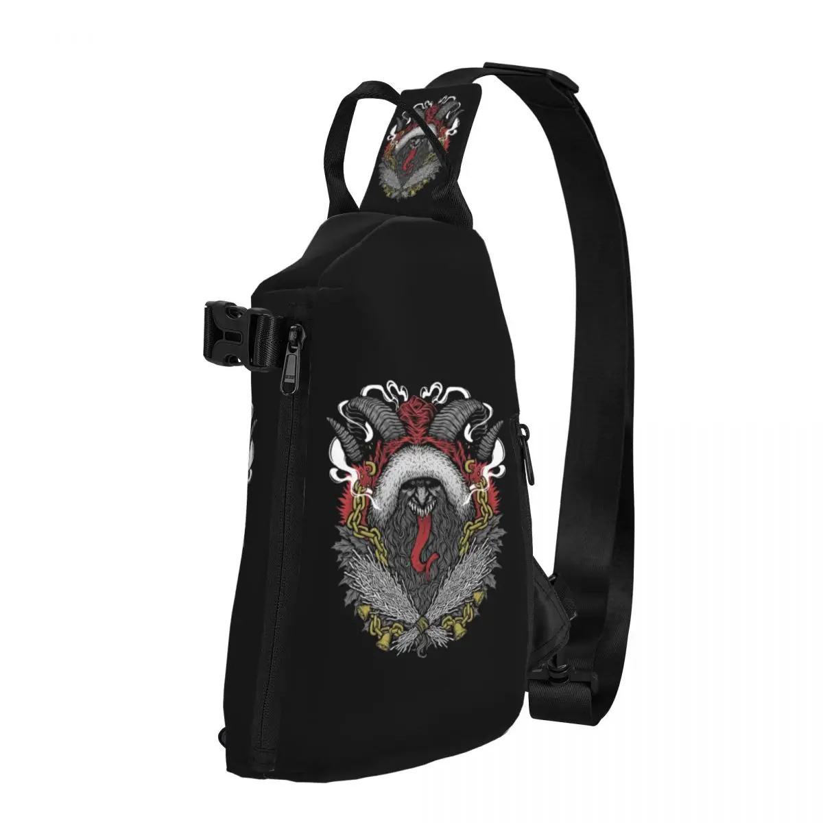 Merry Krampus Chest Bag Men Sling Crossbody Backpack Chest Bag Travel Hiking Daypack Shoulder Bag