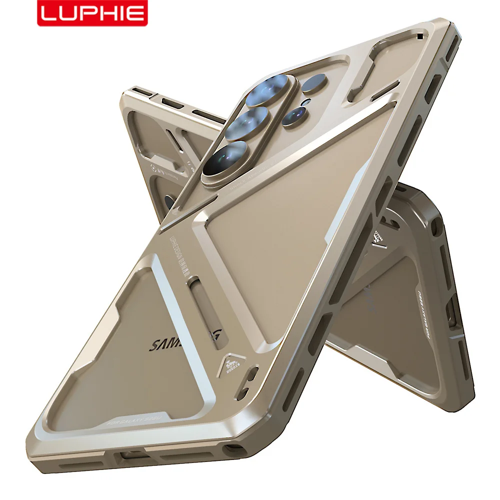 

Luphie for Samsung S26 Ultra Case Metal Bumper Armor Galaxy S25 Ultra Cover Shockproof Aluminum Alloy Funda Coque Shell+Lens