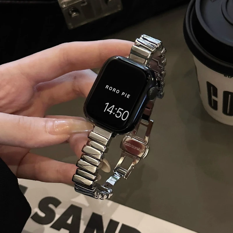 Stainless Steel Slim Band For Apple Watch Strap Ultra 2/1 49mm 46mm 45mm 44mm 42mm 41mm 40mm For iwatch Series 10/9/8/7/6/5/4/SE