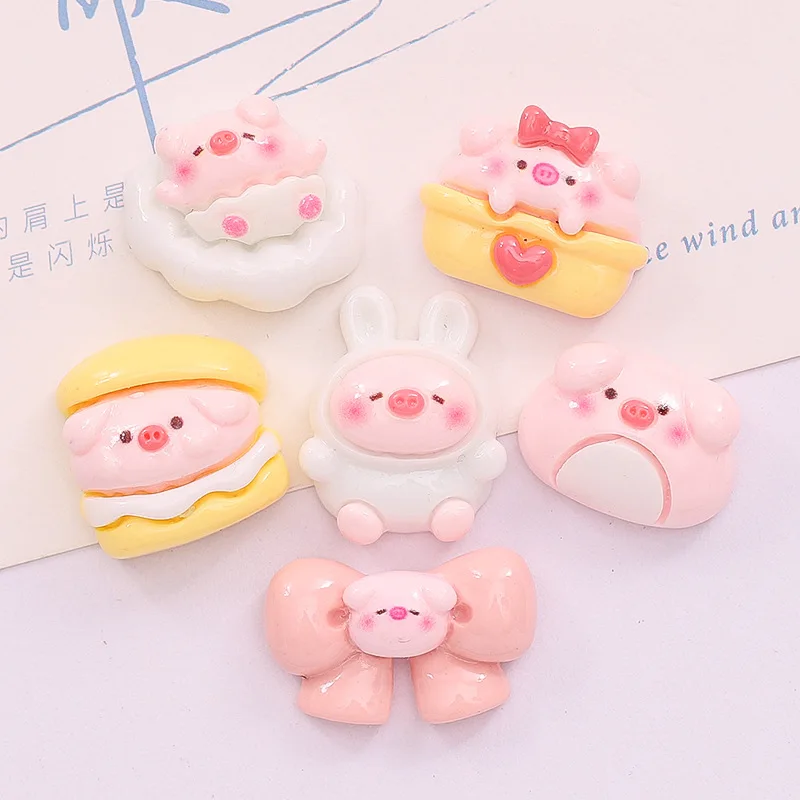 10 Pcs New Lovely Mini Cartoon Pink Piglet Series Resin Scrapbook Diy Jewellery Hairpin Accessories Decorate Craft