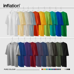 INFLATION Multicolors Cotton Tees Unisex Minimalist Basic Short Sleeve T-shirts Mens Oversized Tops