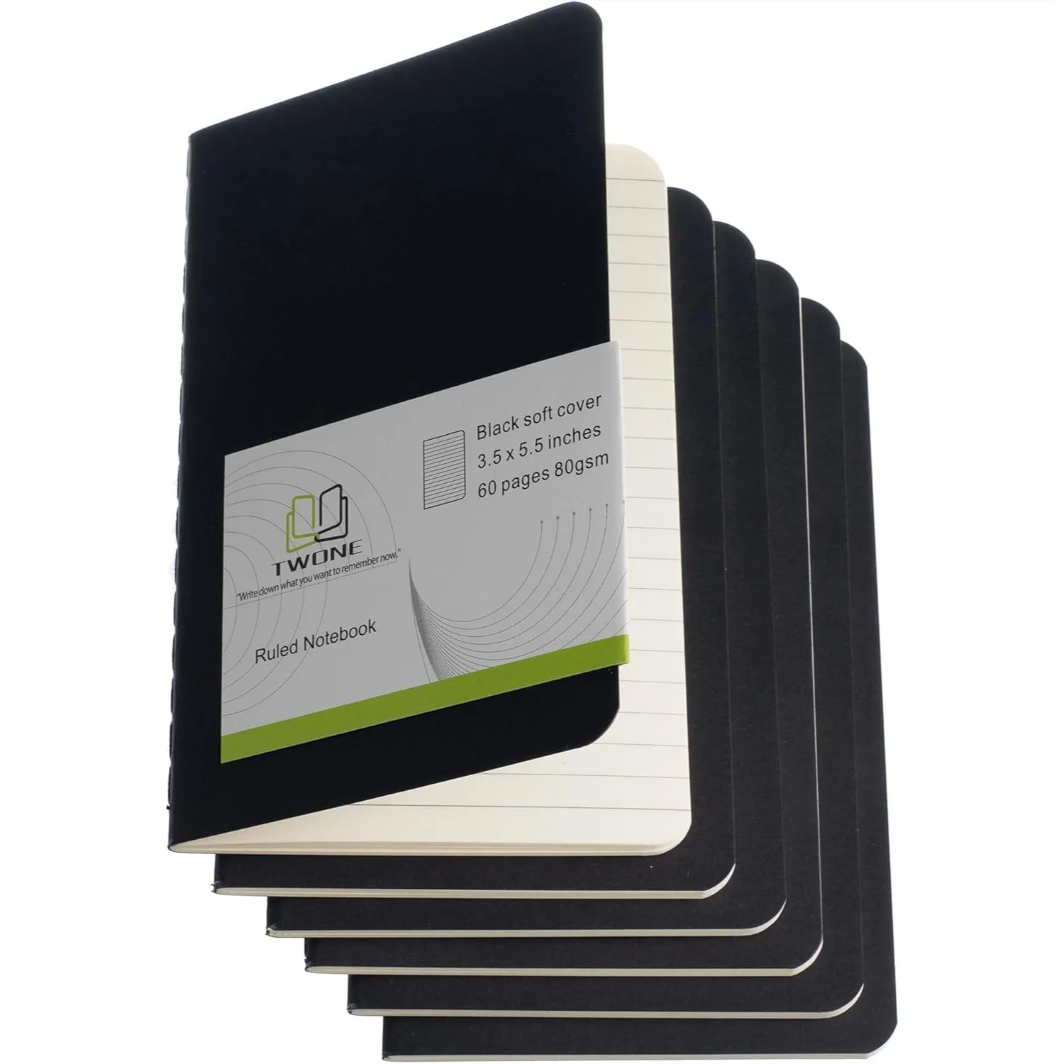

6 Pack Mini Pocket Notebooks 3.5x5.5 Inches 60 Lined Pages Black Cardstock Journal Set For Travel Office School Daily Notes