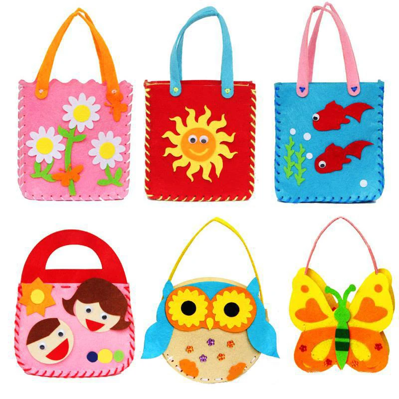 Creative Handmade Cartoon Cute Bag Cloth Puzzle Toy Hildren's Non-woven Needle Thread DIY Material Package Holiday Birthday Gift