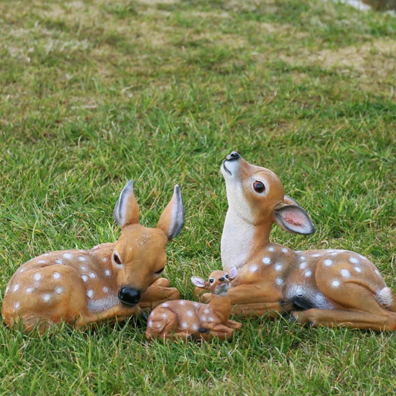 Garden Decoration Outdoor Deer Statue Simulation Animal Ornaments Resin Sculpture Home Yard Landscape Decoration Figures Crafts