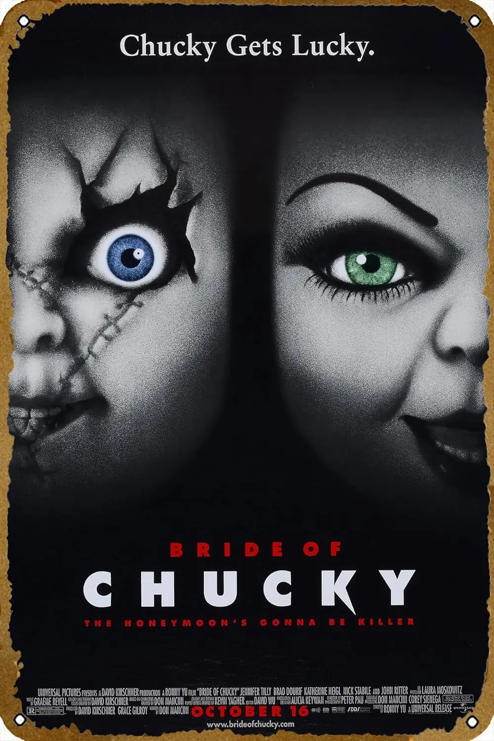 Bride of Chucky (1998) Vintage Horror Movie Tin Sign Retro Creepy Classic Scary Movie Film Metal Poster Sign Home Man Cave  sign