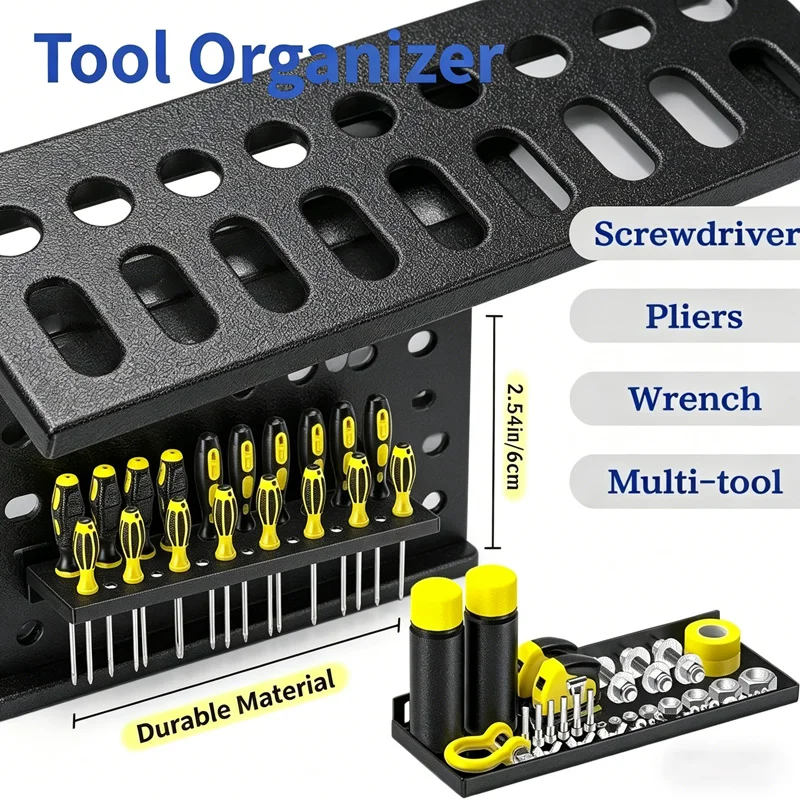 

Steel Wall Tool Organizer Metal Mounted Storage Rack for Screwdrivers Hammers Workshop Garage Heavy Duty Industrial Tool Holder