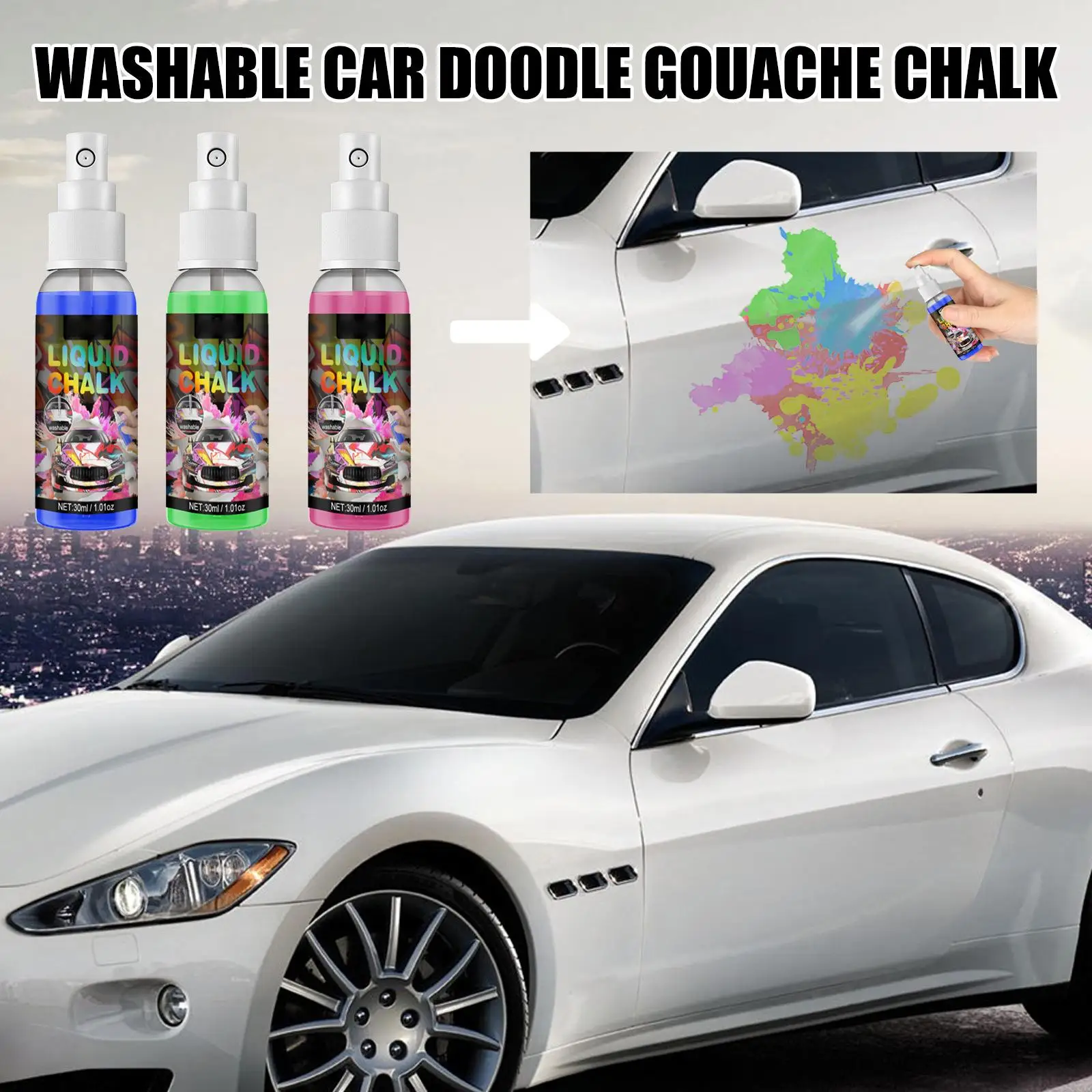 5xGraffiti Chalk Spray Paint Painting Washable for Concrete DIY Drawing Green