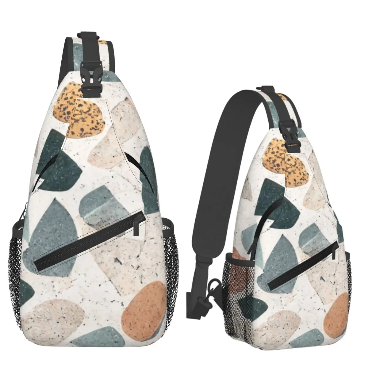 

Бесшовная нагрудная сумка с узором камня терраццо, мужской рюкзак через плечо на слинге, нагрудная сумка, дорожный походный рюкзак, сумка на плечо