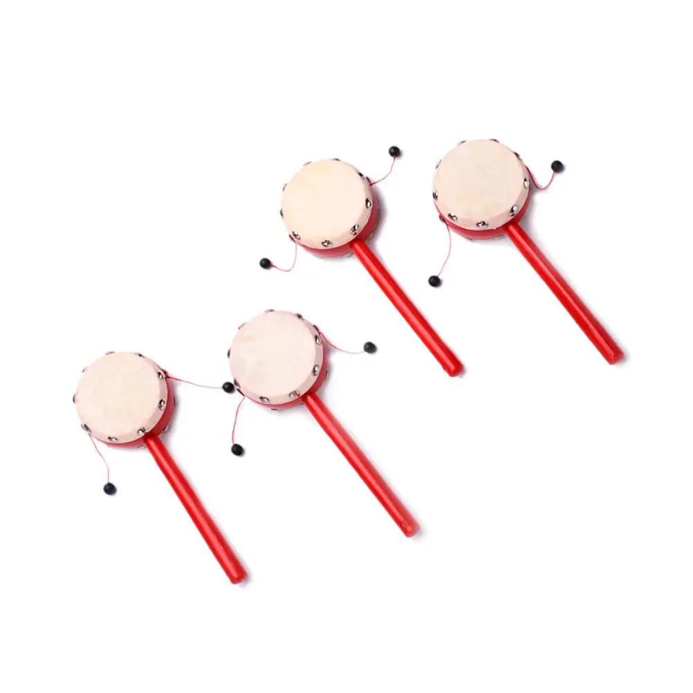 

2 шт. деревянные погремушки-барабаны с красной ручкой, традиционные музыкальные инструменты для раннего развития малышей, китайские детские погремушки