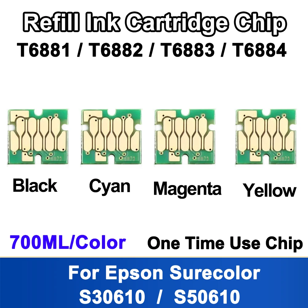 4Colors 700ML T6881 T6882 T6883 T6884 Ink Cartridge Chip for epson surecolor S30610 S50610 SC-S30610 SC-S50610 One Time Use Chip