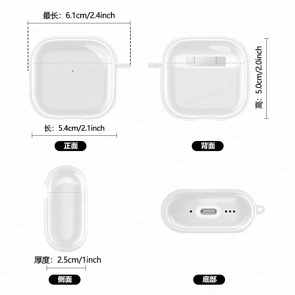 Wiele możliwości wyboru dla nowych słuchawek Apple AirPods 4（USB-C)/AirPods 4 na rok 2024 Etui z zestawem czyszczącym, smyczą, przezroczyste, miękkie etui