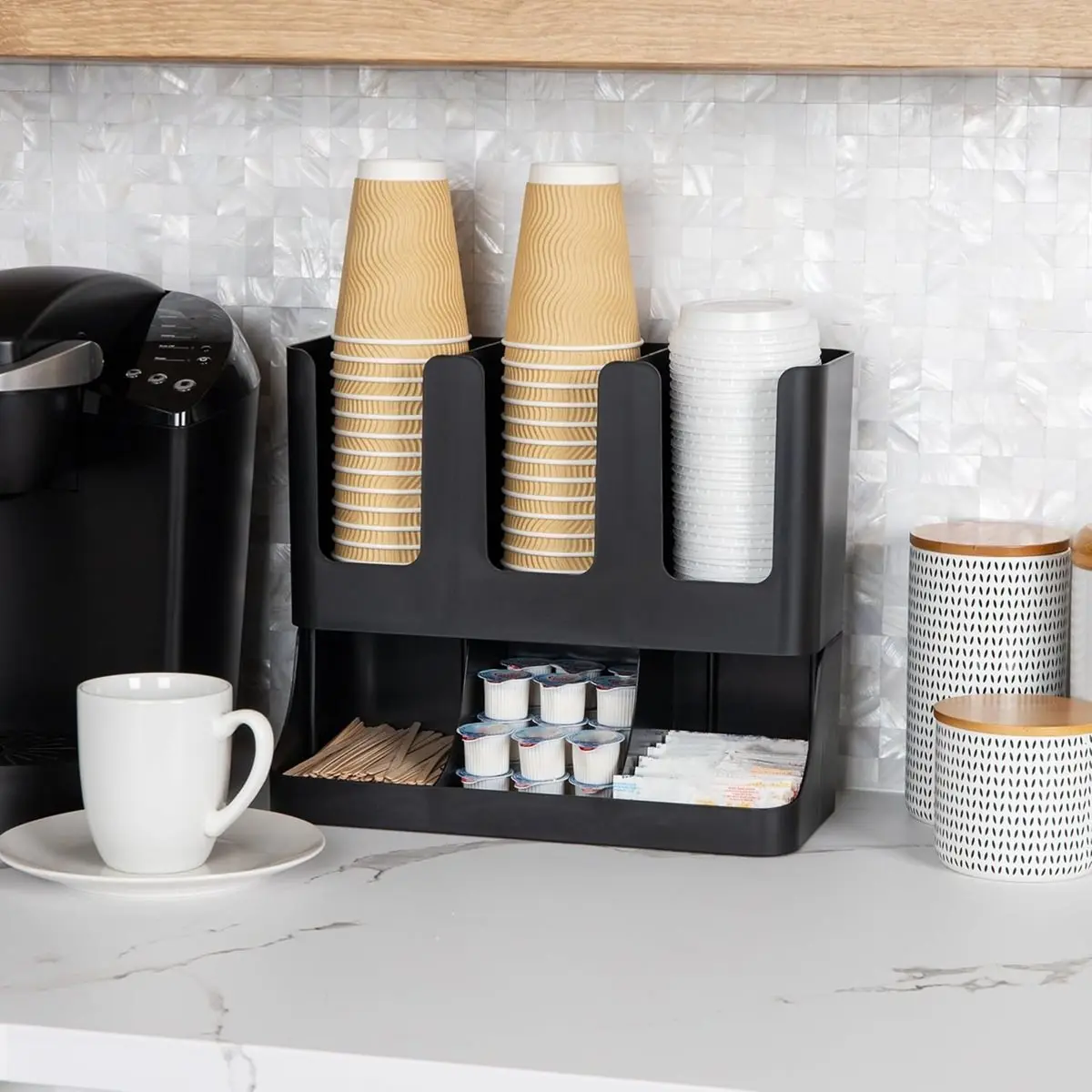 Disposable Paper Cup Holder, Multi-Functional Storage Box,Coffee Shop Straw Storage Box, Multi-Purpose Storage Box White