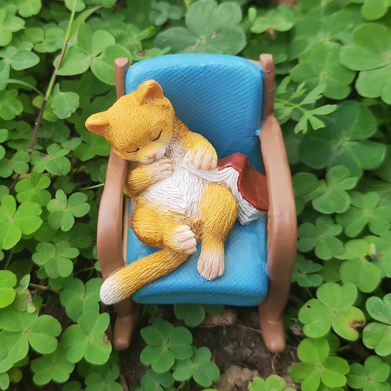 STLFZ17531A Nieuwigheid Geschenken Schattig Kat Beeldje Miniatuur Kleine Beelden Gebeeldhouwde Handgeschilderde Figuur voor Dierenliefhebbers en Kat Eigenaar