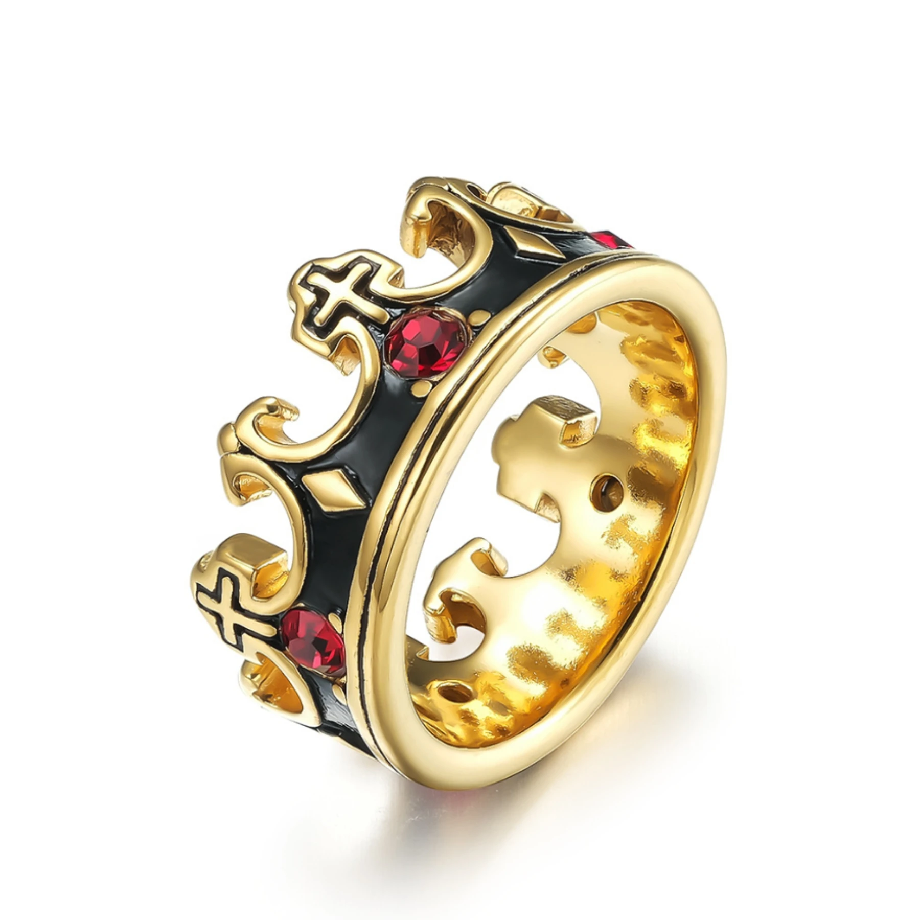 

Stainless steel rings Niche fashion titanium steel crown ring hand decoration factory wholesale