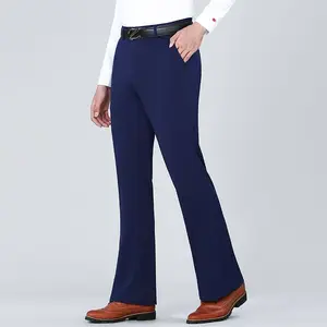 2024 Spring Summer Men New  Slim Fit Elastic Bell-bottoms Male Solid Color Long Trousers Men's Business Casual Thin Pants K428