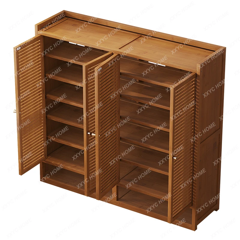 Household door, outer multi-layer shoe rack artifact, large shoe cabinet, indoor corridor bamboo simple